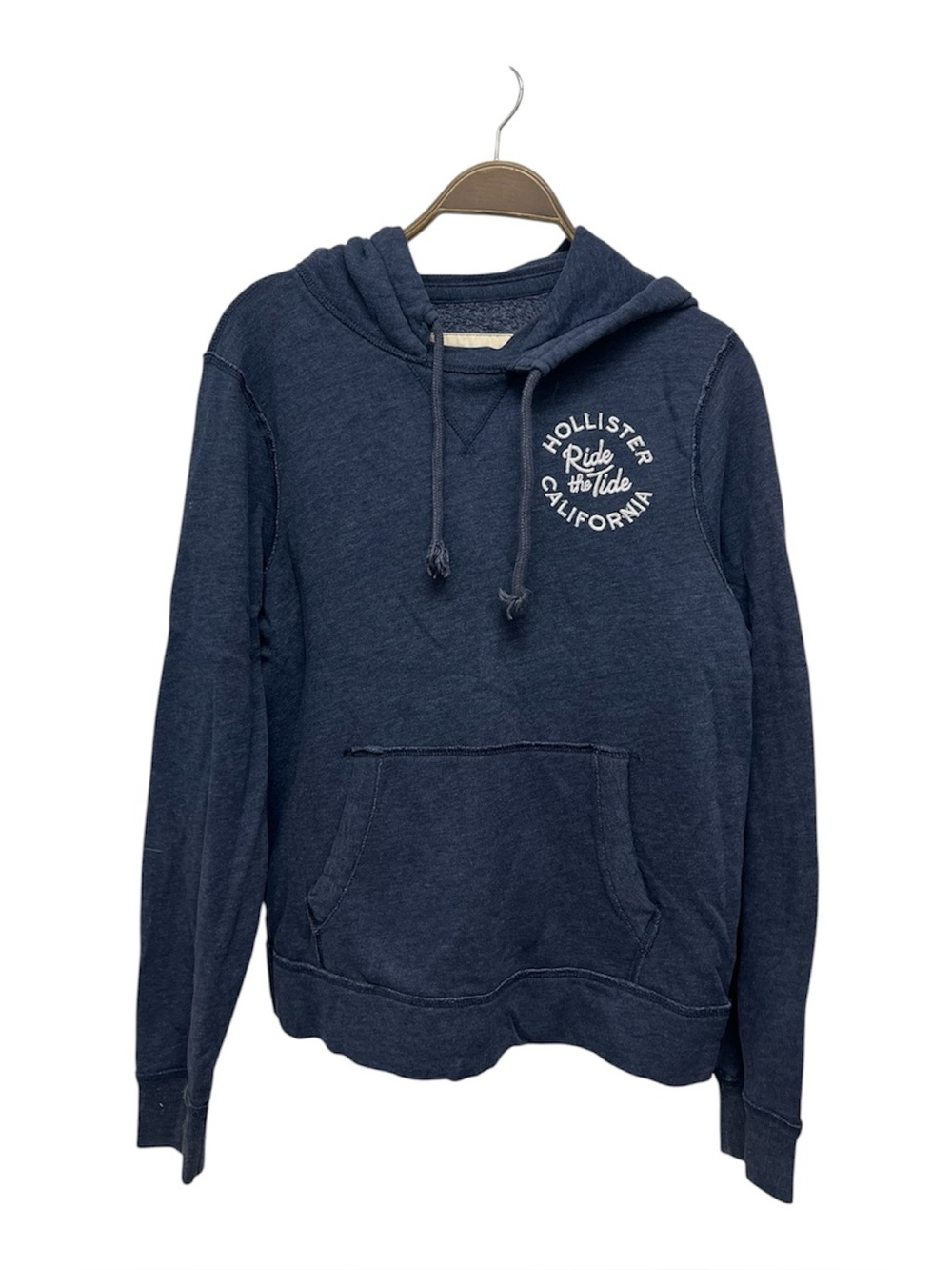 Hollister Navy Pullover Hoodie - Ride the Tide Embroidered Graphic